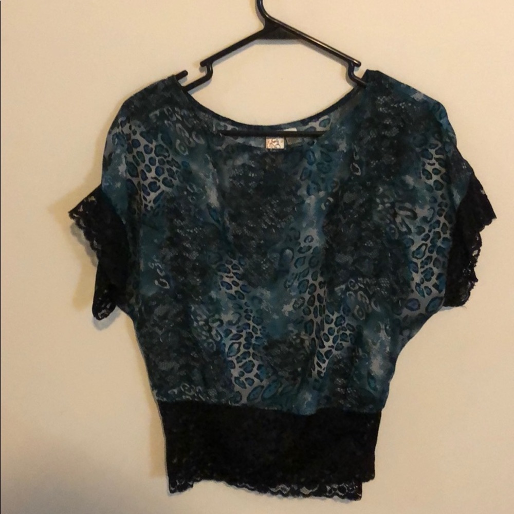 Green animal print blouse